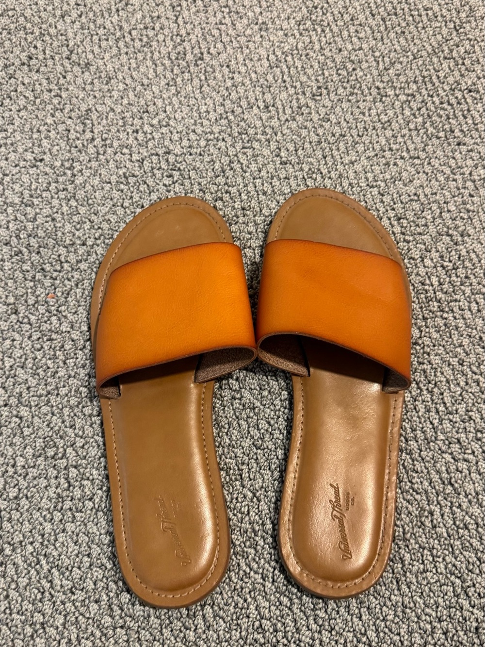 Universal Thread Orange Slide Sandals with Tan Footbed